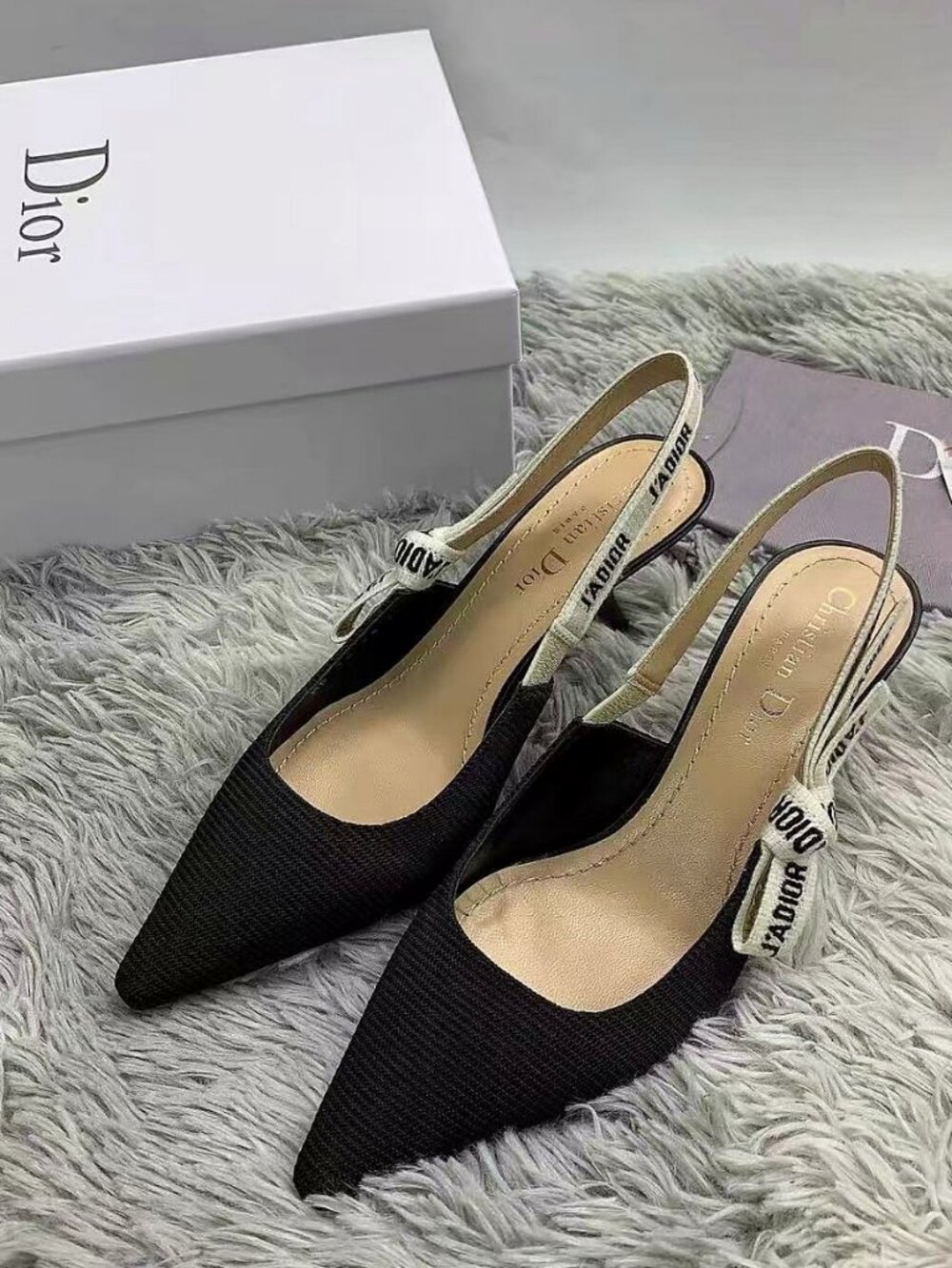 Dior Black J'ADIOR Ribbon Slingback Pumps